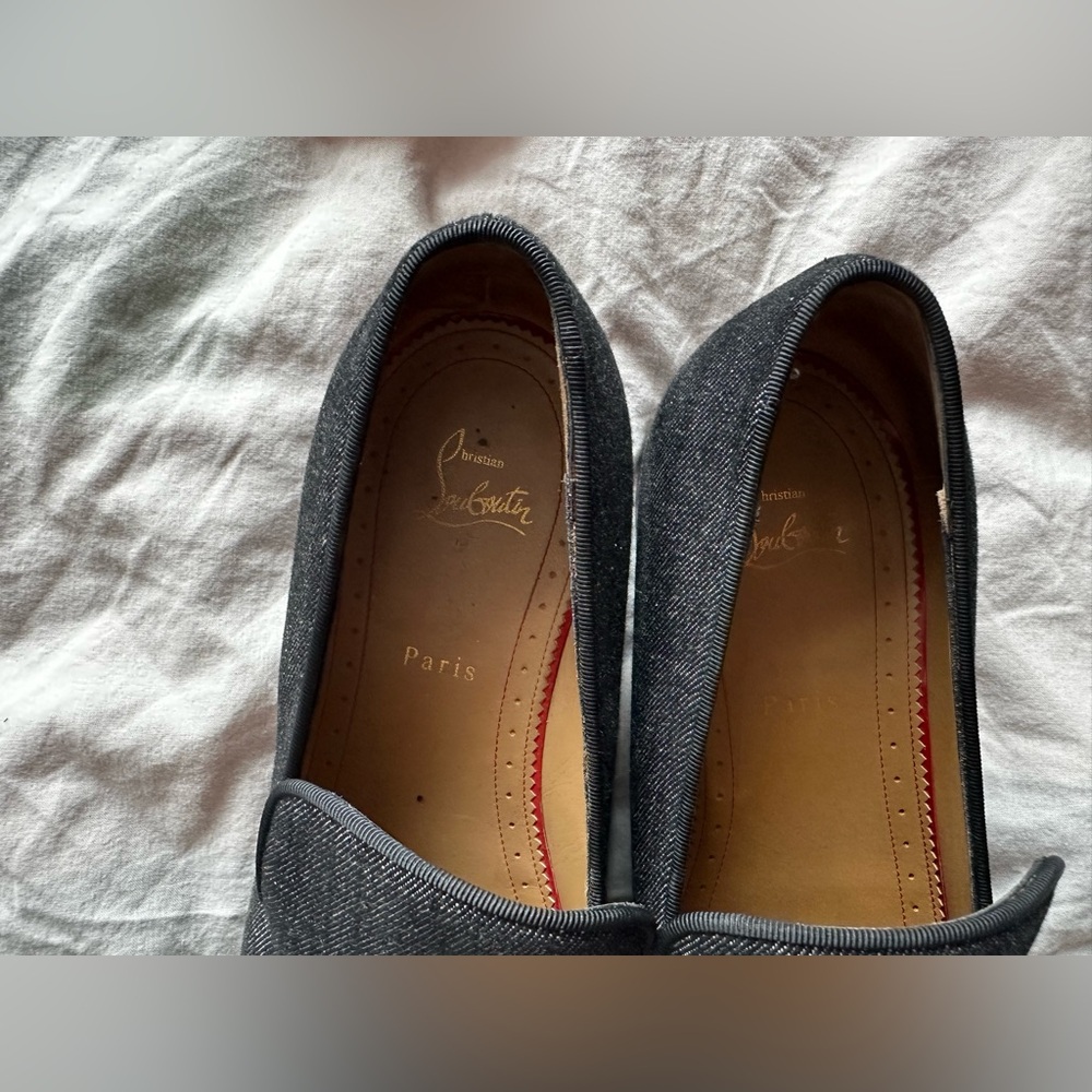 Christian Louboutin Dandelion Spikes Loafers Black Denim Studded Slip On EU 44 - Picture 9 of 10